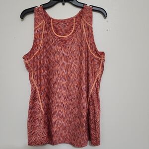 ATHLETA Space Dye Back Zip Racerback Activewear Tank XL Orange Multicolor